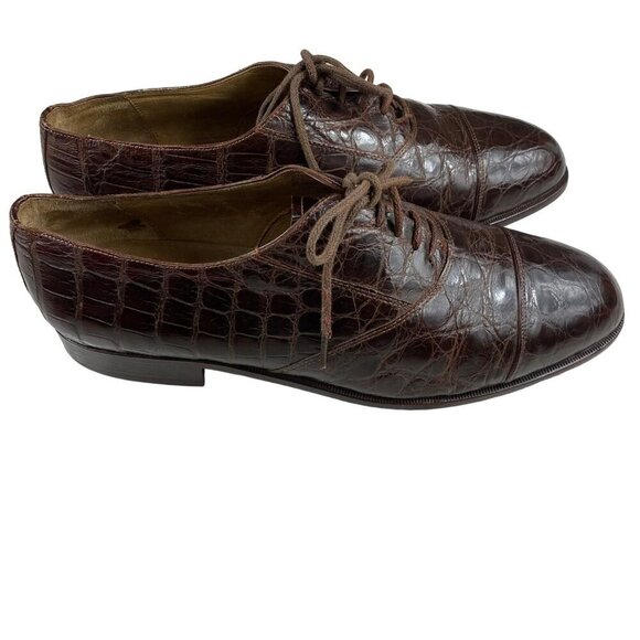 Celine Brown Vintage Oxford Shoes Python Stamped Size 7 - Picture 5 of 12